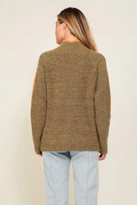 Marled Brown Raglan Sleeve Funnel Neck Sweater - Jessiz Boutique