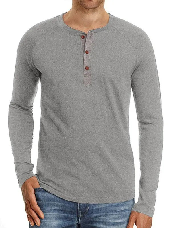 Men Casual Button Henley Long Sleeve - Jessiz Boutique