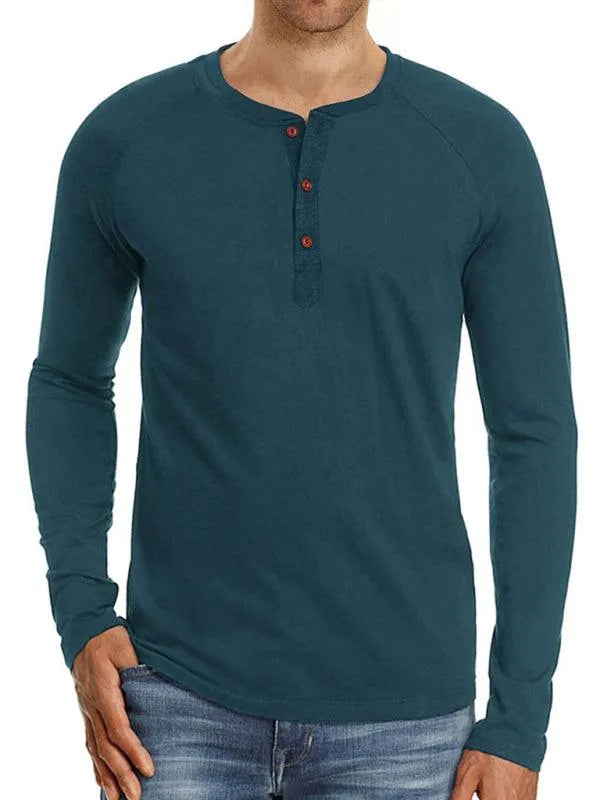 Men Casual Button Henley Long Sleeve - Jessiz Boutique