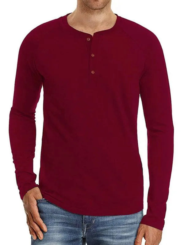 Men Casual Button Henley Long Sleeve - Jessiz Boutique