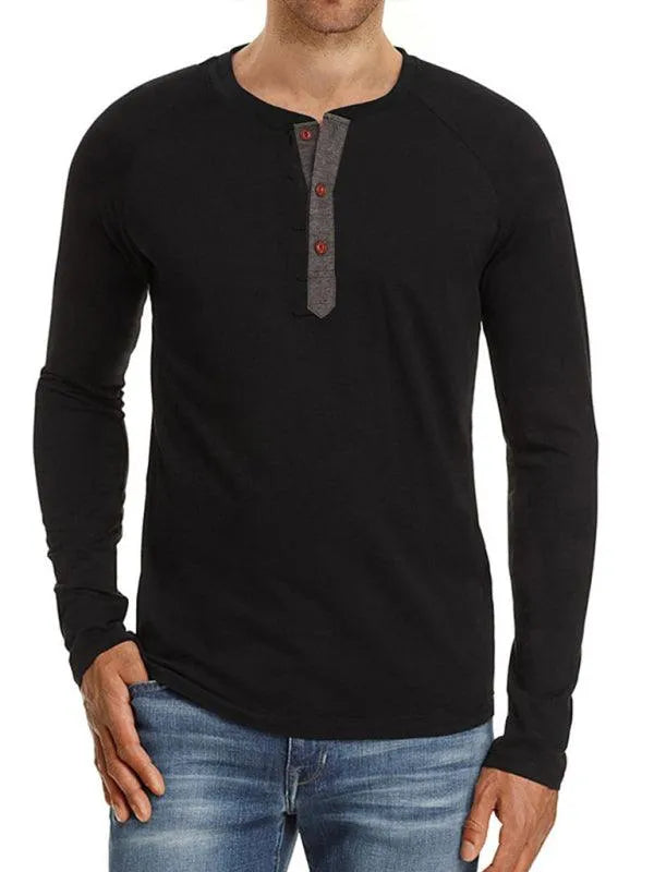 Men Casual Button Henley Long Sleeve - Jessiz Boutique