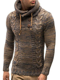 Men's Casual Knit Button-Up Turtleneck Sweater - Jessiz Boutique