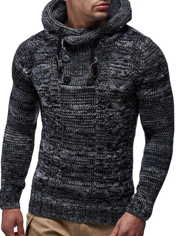 Men's Casual Knit Button-Up Turtleneck Sweater - Jessiz Boutique