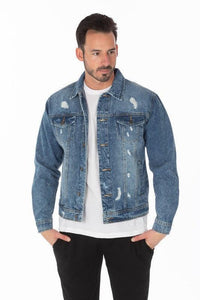 Men's Denim Jacket with Distressed - Jessiz Boutique