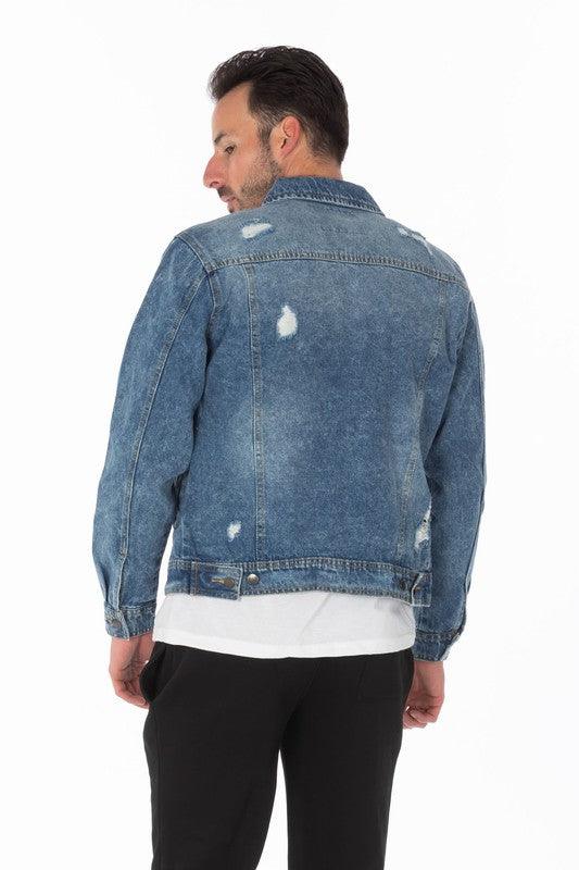 Men's Denim Jacket with Distressed - Jessiz Boutique