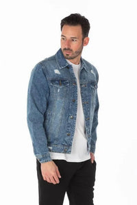 Men's Denim Jacket with Distressed - Jessiz Boutique