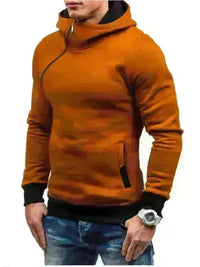 Men's Diagonal Zipper Long-Sleeved Hoodie - Jessiz Boutique