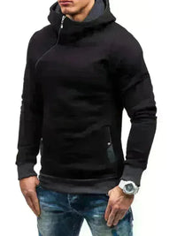 Men's Diagonal Zipper Long-Sleeved Hoodie - Jessiz Boutique