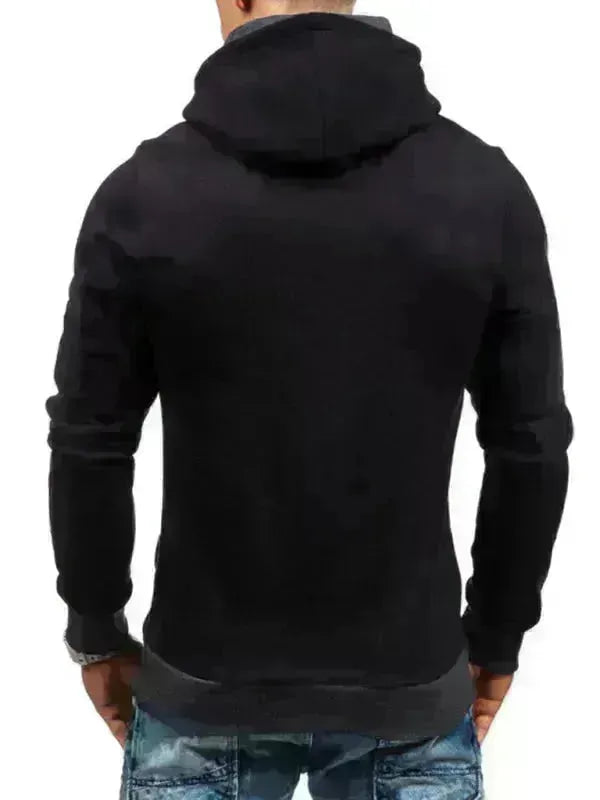 Men's Diagonal Zipper Long-Sleeved Hoodie - Jessiz Boutique