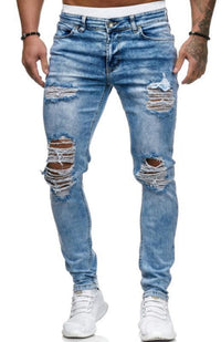 Men's Fashion Frayed Slim Fit Long Jeans - Jessiz Boutique