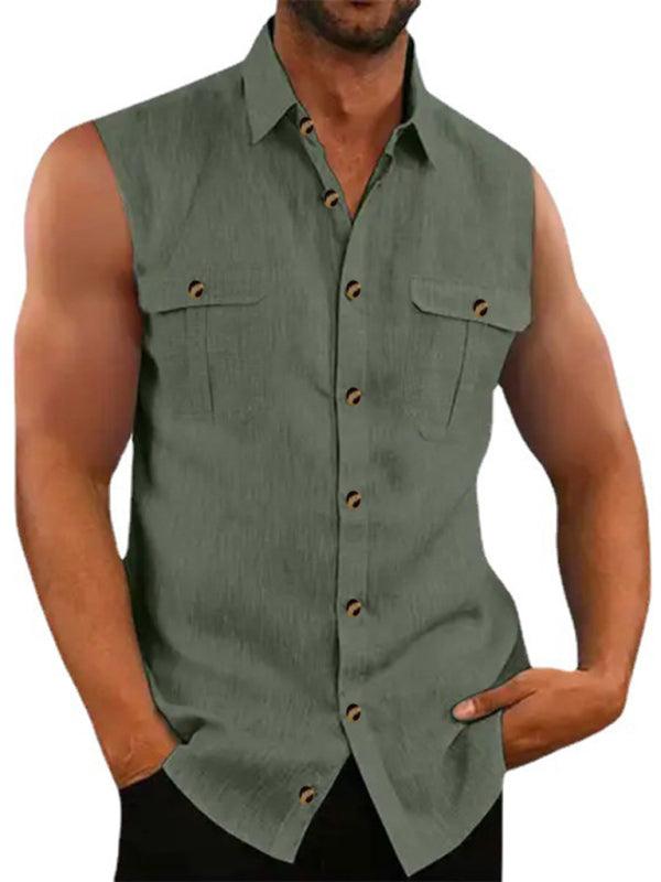 Men's Fashion Sleeveless Cotton Shirt - Jessiz Boutique