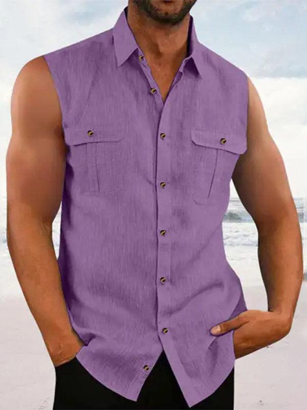 Men's Fashion Sleeveless Cotton Shirt - Jessiz Boutique