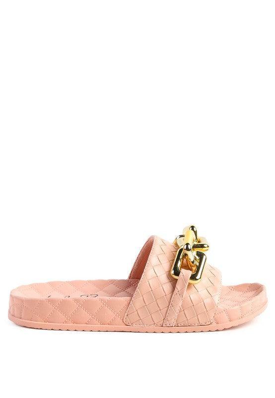 Miami Shot Bling Chain Strap Slip On Flats - Jessiz Boutique