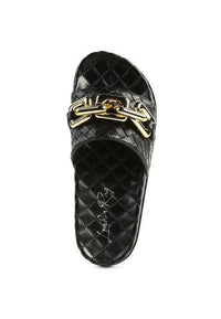 Miami Shot Bling Chain Strap Slip On Flats - Jessiz Boutique