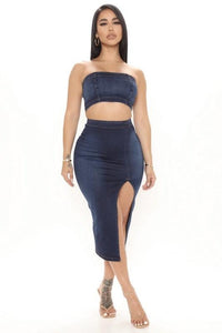Miami Skirt Set in Dark Denim - Jessiz Boutique