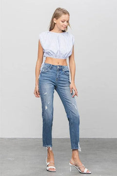 Mid Rise Slim Girlfriend Jeans - Jessiz Boutique