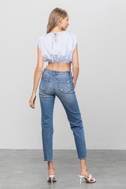 Mid Rise Slim Girlfriend Jeans - Jessiz Boutique