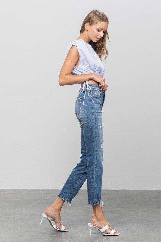 Mid Rise Slim Girlfriend Jeans - Jessiz Boutique