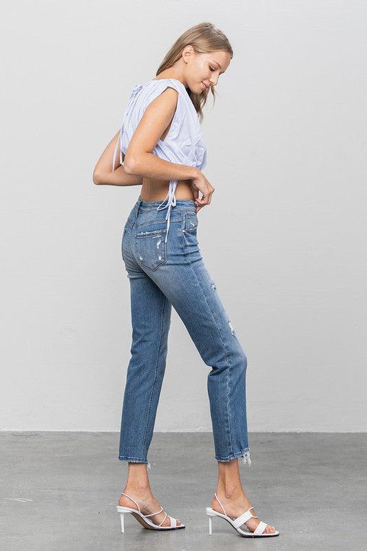 Mid Rise Slim Girlfriend Jeans - Jessiz Boutique