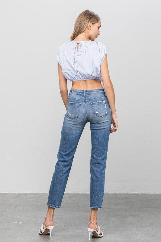 Mid Rise Slim Girlfriend Jeans - Jessiz Boutique