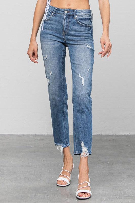 Mid Rise Slim Girlfriend Jeans - Jessiz Boutique