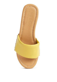 Minny Textured Heel Leather Slip On Sandals - Jessiz Boutique