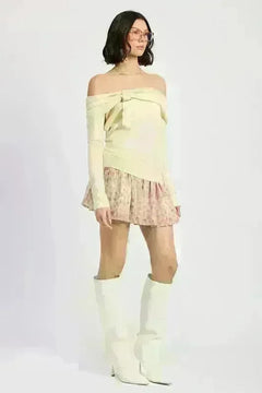 Mixed Media Off Shoulder Mini Dress - Jessiz Boutique