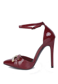 Mocktail Diamante Buckle Patent Stiletto Sandals - Jessiz Boutique