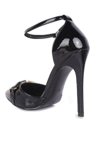 Mocktail Diamante Buckle Patent Stiletto Sandals - Jessiz Boutique