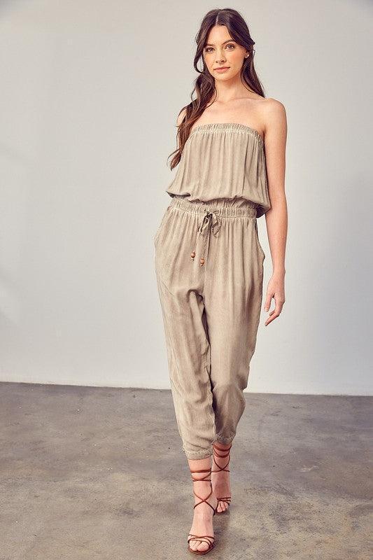 Mustard Seed Raw Edge Detail Tube Jumpsuit - Jessiz Boutique