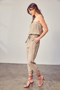 Mustard Seed Raw Edge Detail Tube Jumpsuit - Jessiz Boutique