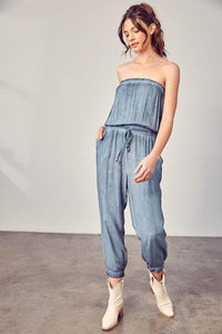 Mustard Seed Raw Edge Detail Tube Jumpsuit - Jessiz Boutique