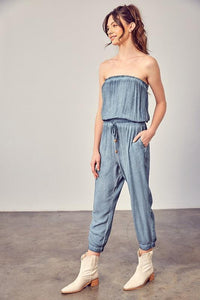 Mustard Seed Raw Edge Detail Tube Jumpsuit - Jessiz Boutique