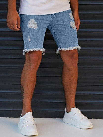 New Men's Ripped Denim Shorts Cropped Pants - Jessiz Boutique