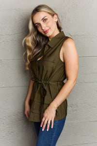 Ninexis Follow The Light Sleeveless Collared Button Down Top - Jessiz Boutique