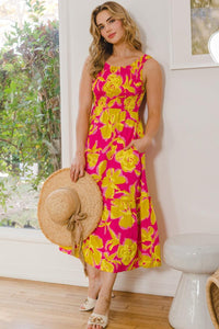 ODDI Full Size Floral Smocked Ruffled Midi Dress - Jessiz Boutique