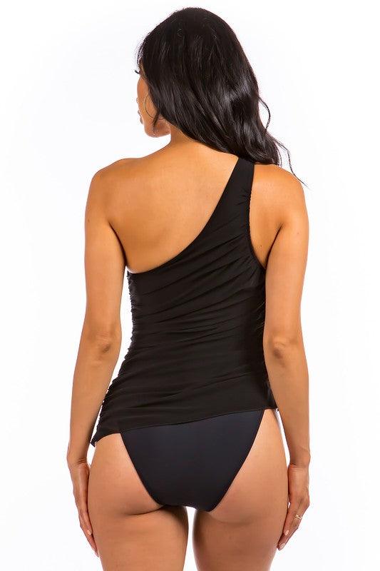 One Piece Single Shoulder Swimsuit with Mesh - Jessiz Boutique