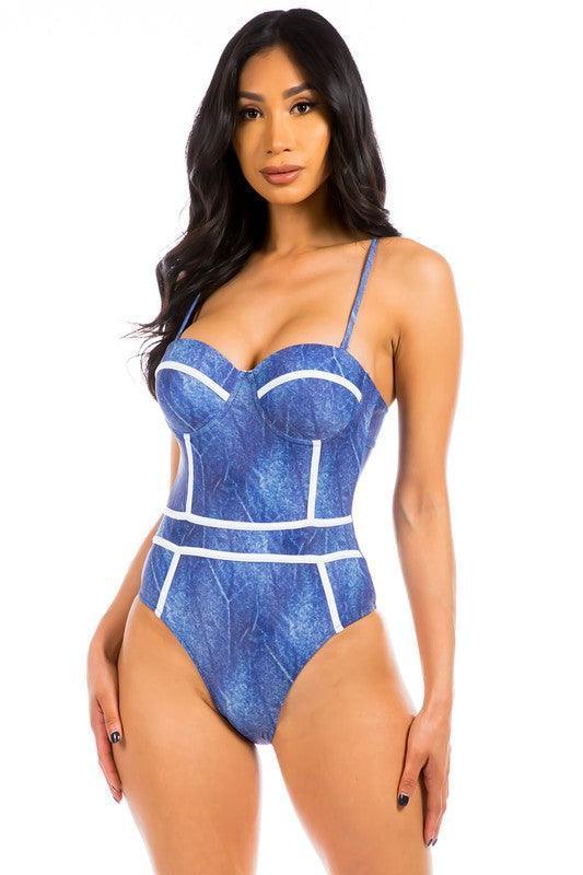 One Piece Swimwear Denim Appearance - Jessiz Boutique