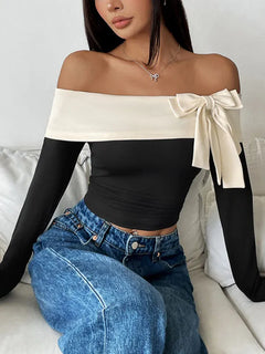 One-Shoulder Bow Knot Top - Jessiz Boutique