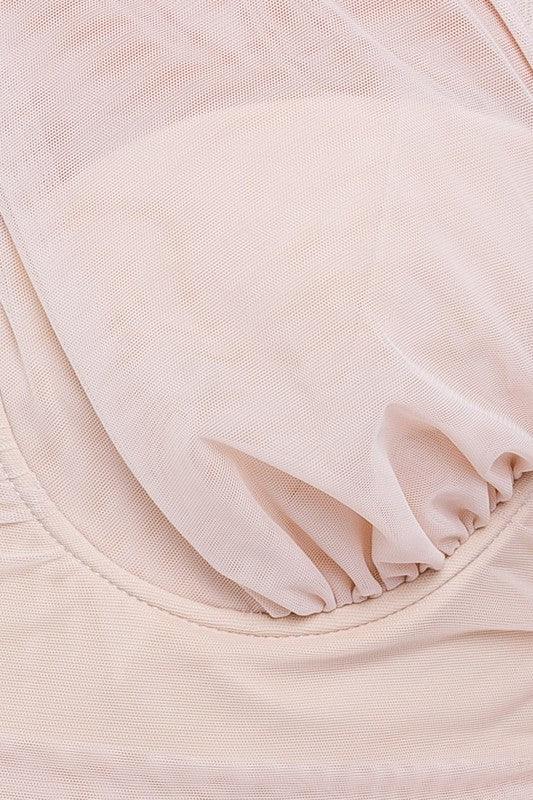 One Shoulder Detail Mesh Bodysuit - Jessiz Boutique