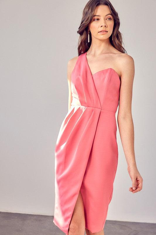 One Shoulder Overlap Dress - Jessiz Boutique