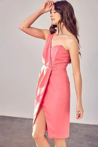 One Shoulder Overlap Dress - Jessiz Boutique