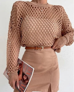 Open Knit Cropped Top - Jessiz Boutique