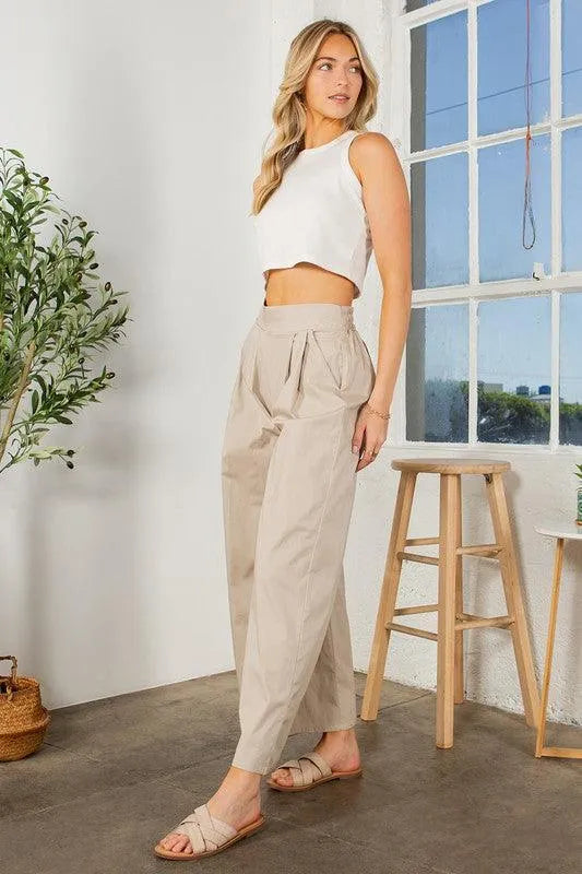 Orange Farm Clothing Cotton Wide Leg Pants with Side Pockets - Jessiz Boutique