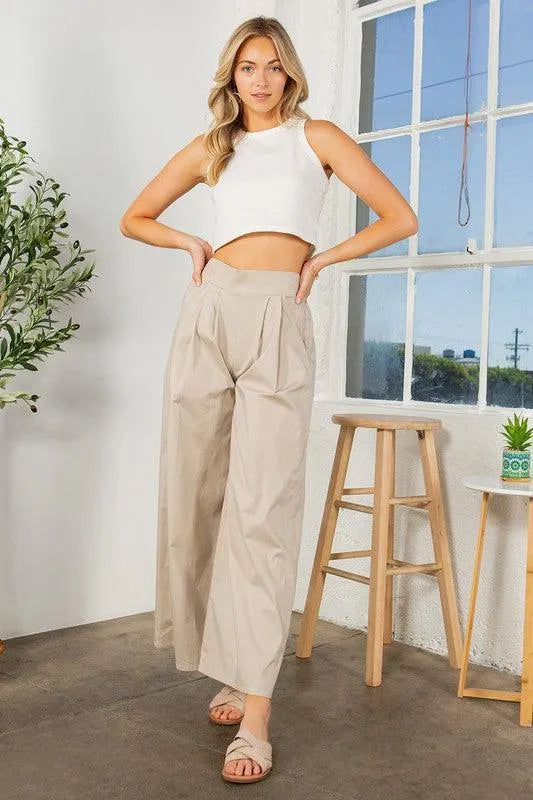 Orange Farm Clothing Cotton Wide Leg Pants with Side Pockets - Jessiz Boutique