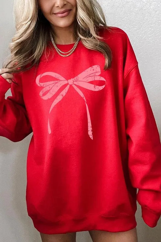 Pink Valentine Bow Graphic Sweatshirt - Jessiz Boutique