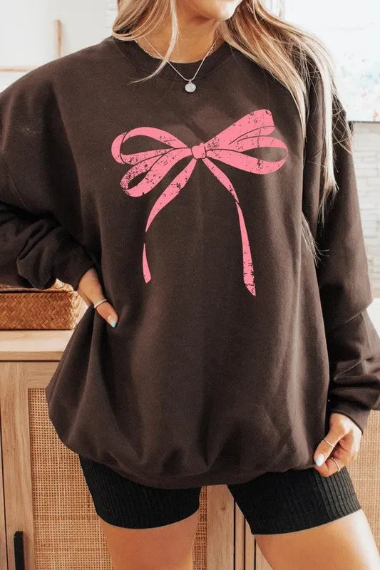 Pink Valentine Bow Graphic Sweatshirt - Jessiz Boutique