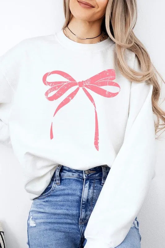 Pink Valentine Bow Graphic Sweatshirt - Jessiz Boutique