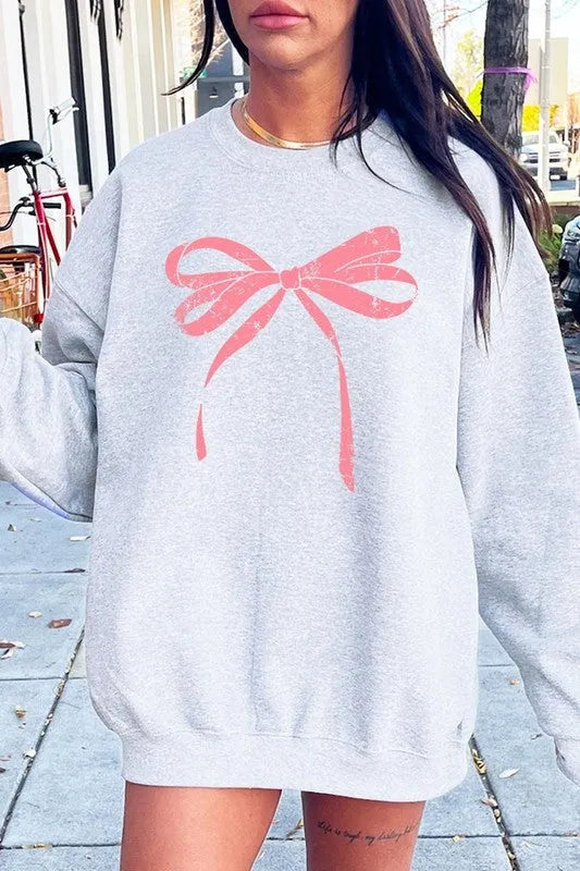 Pink Valentine Bow Graphic Sweatshirt - Jessiz Boutique