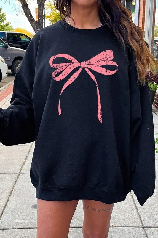 Pink Valentine Bow Graphic Sweatshirt - Jessiz Boutique